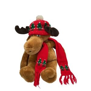 Vintage 1987 Moostletoe Christmas Plush Commonwealth Moose Scarf Large 24" Toy
